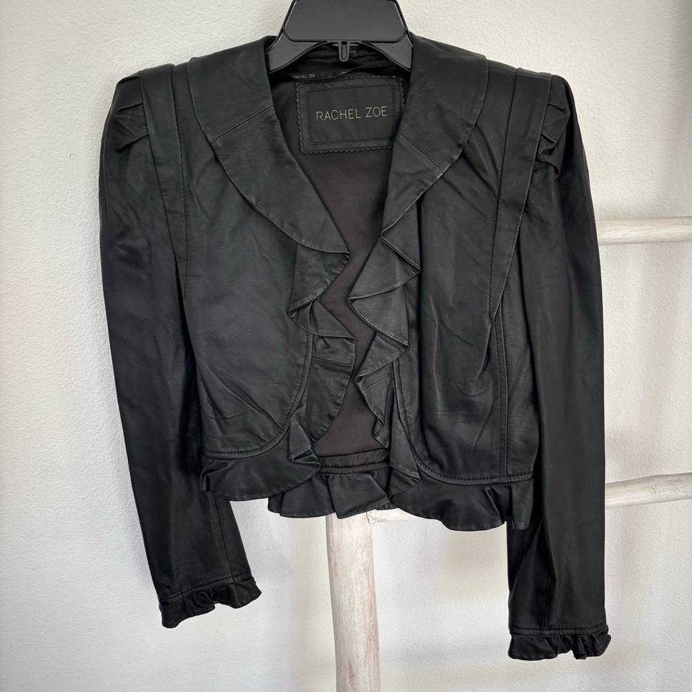 Rachel Zoe Elegant Black Ruffled Blazer